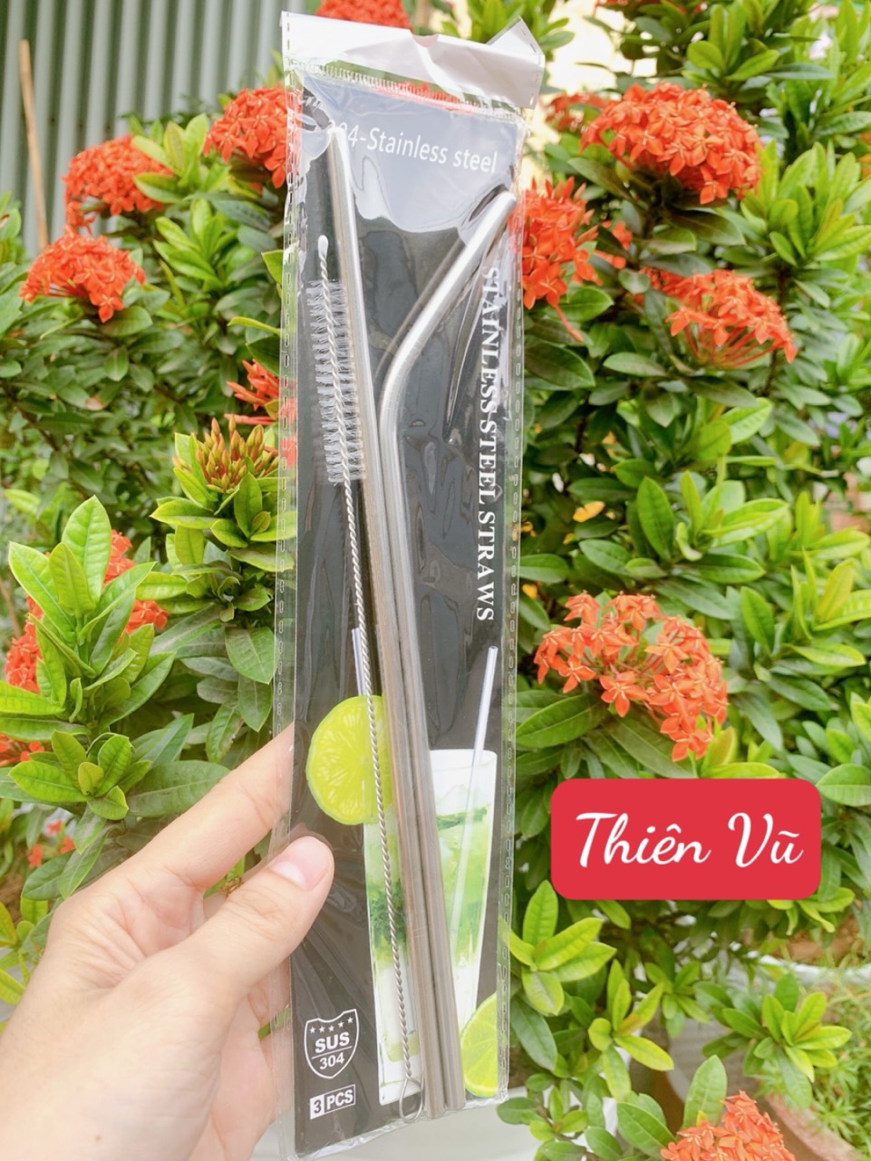 Bộ ống hút kim loại inox 3 món tiện lợi dùng cho bình giữ nhiệt, ly giữ nhiệt - gia dụng Nari