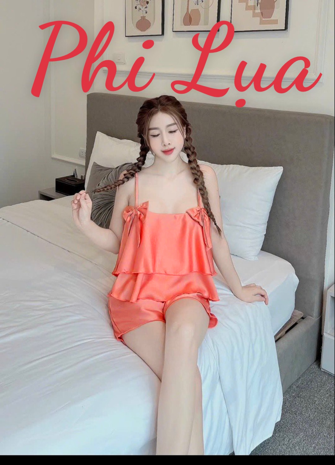 Đồ bộ đùi hai dây phối tầng vải phi bóng mềm mịn freesize dưới 57kg set bộ đùi phi bóng hai dây phối tầng