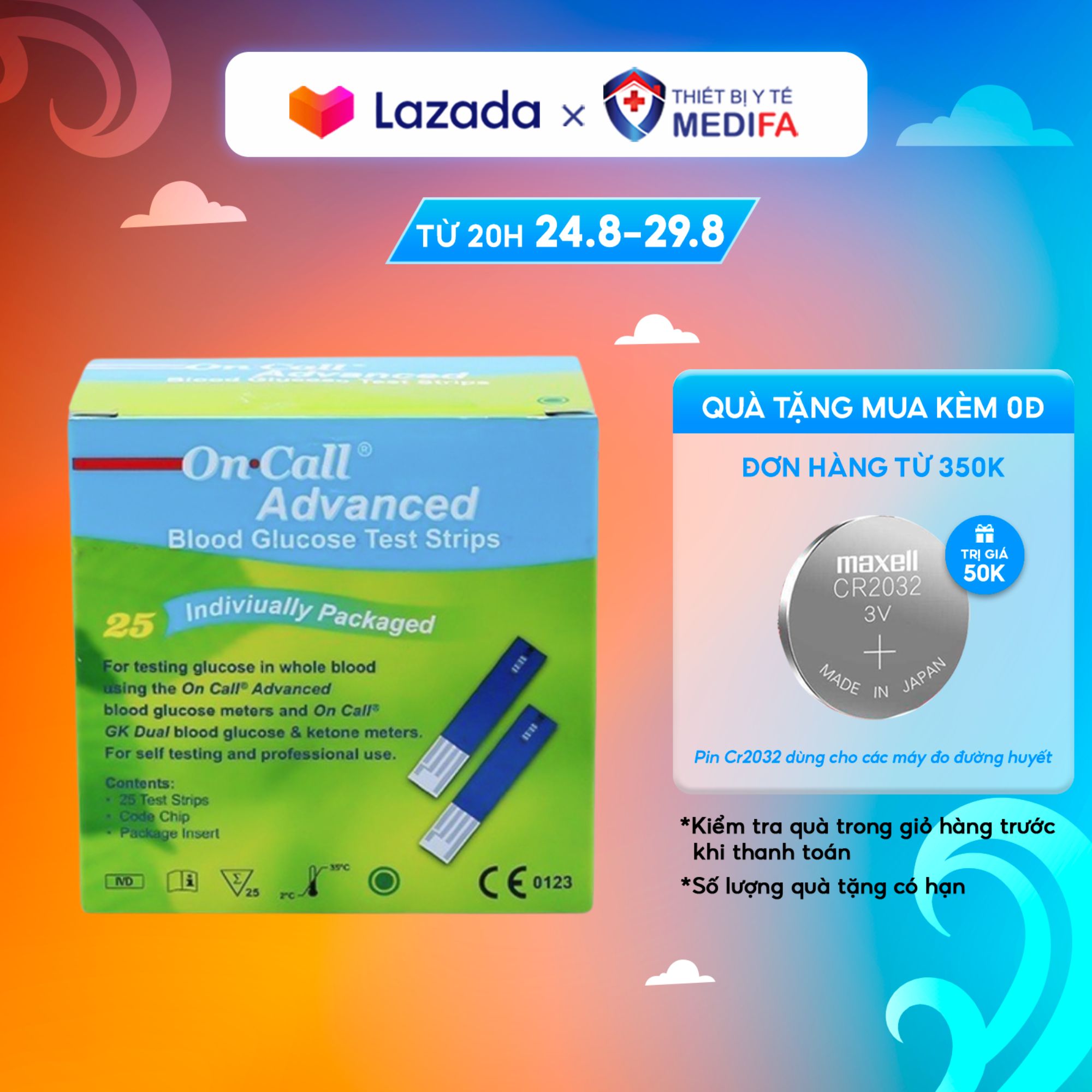 Que Thử Đường Huyết On Call Advanced Hộp 25 Test Rời, Hàng Chính Hãng ACON
