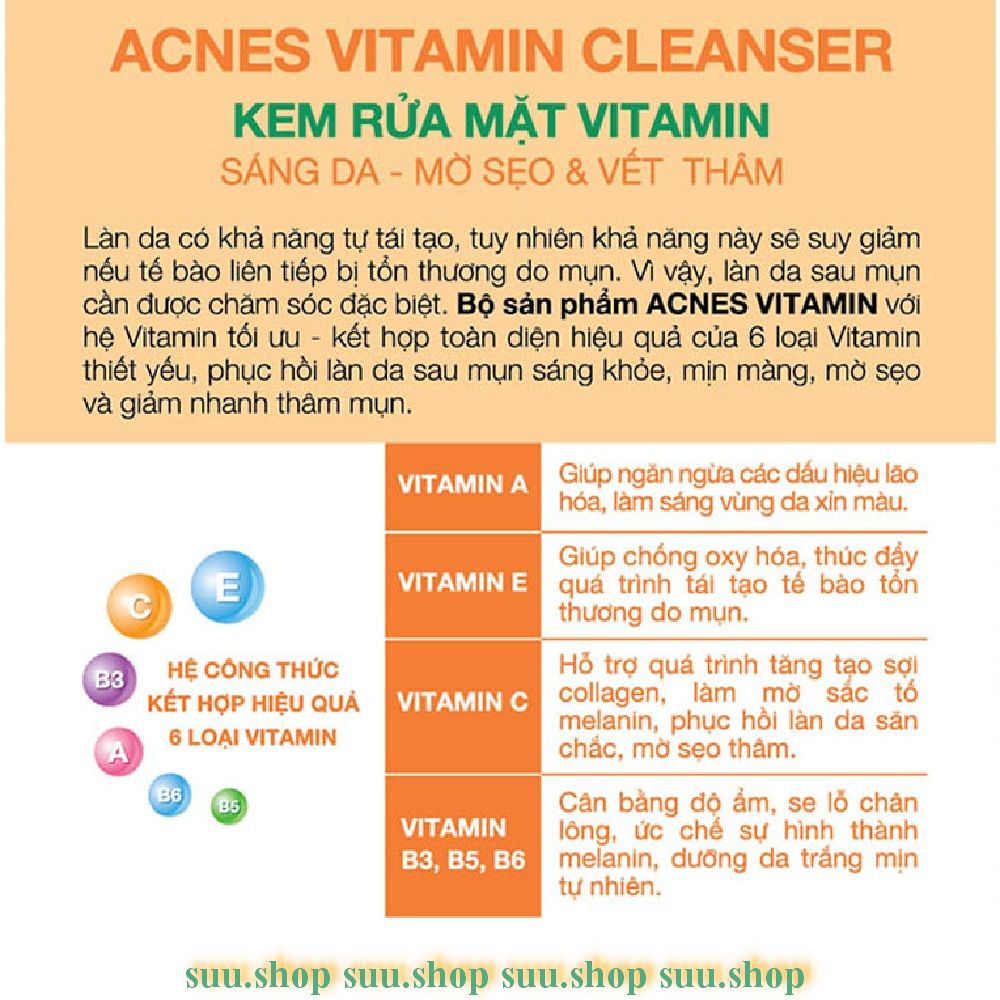 Sữa Rửa Mặt Acnes Vitamin Cleanser 50G