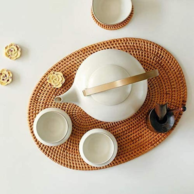 Tấm lót trang trí oval làm từ mây hoa văn truyền thống Việt Nam Nhiều Kích Thước Hình Dạng Và Màu Sắc Xinh Xắn Dùng Để Trang Trí Nhà Cửa Phụ Kiện Chụp Hình, Quà Tặng Cho Bạn Bè Quốc Tế