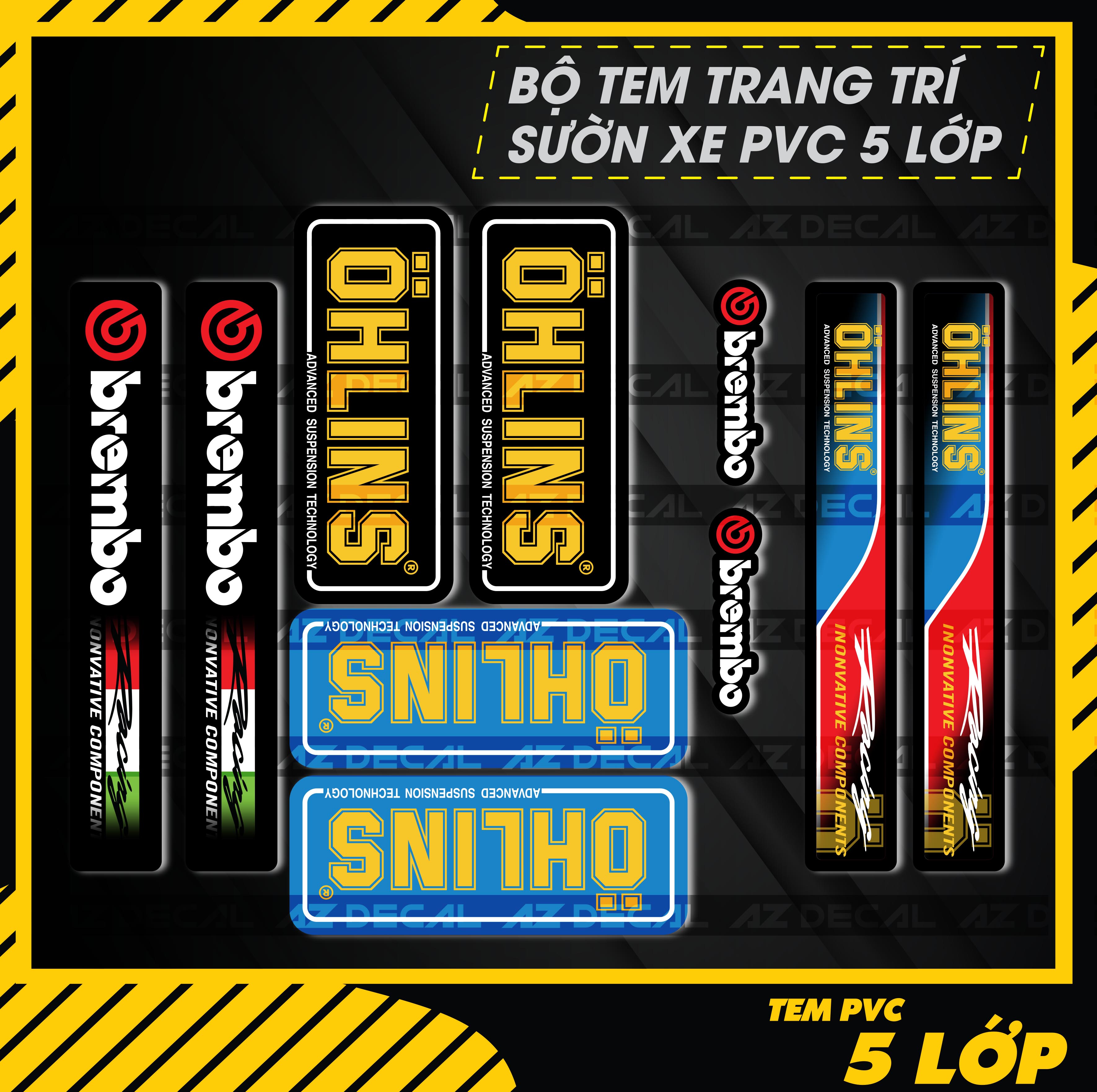 Tem Dán Phuộc Xe Ohlins Nguyên Bộ | Chất Liệu Chống Nước, Chống Bay Màu, Bám Dính Chắc | Azdecal