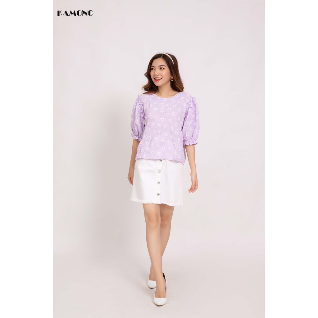 Áo Cổ Tim Hoa Cúc Kamong A054