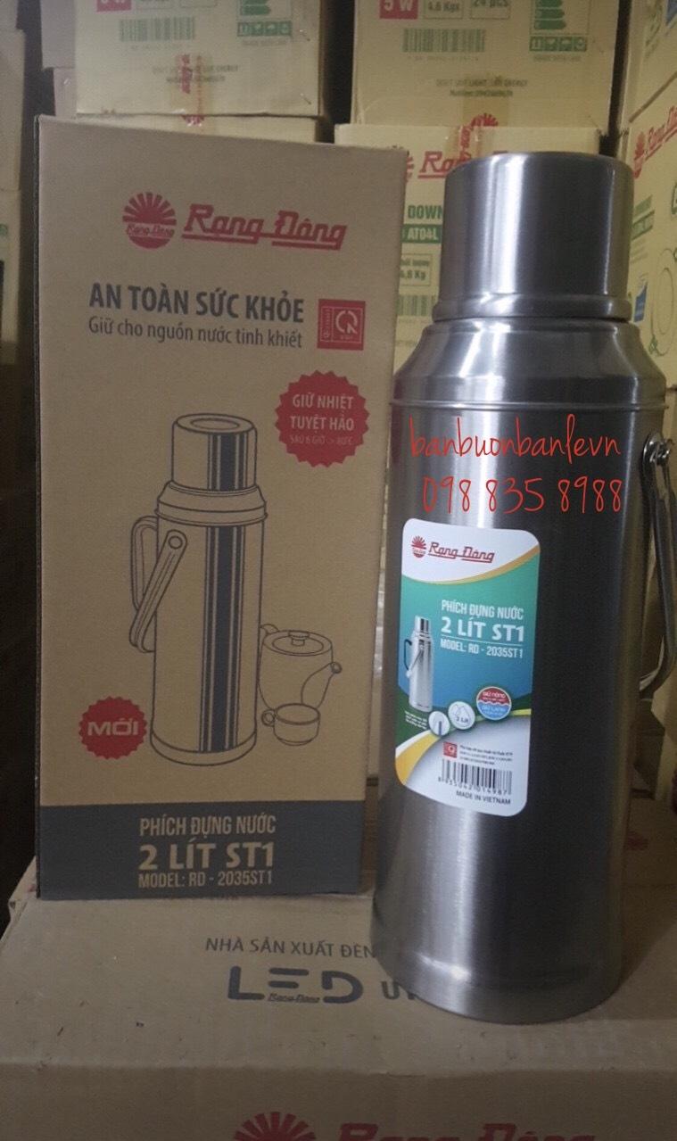 Phích inox 2L phủ lớp chống vân tay - Rạng Đông