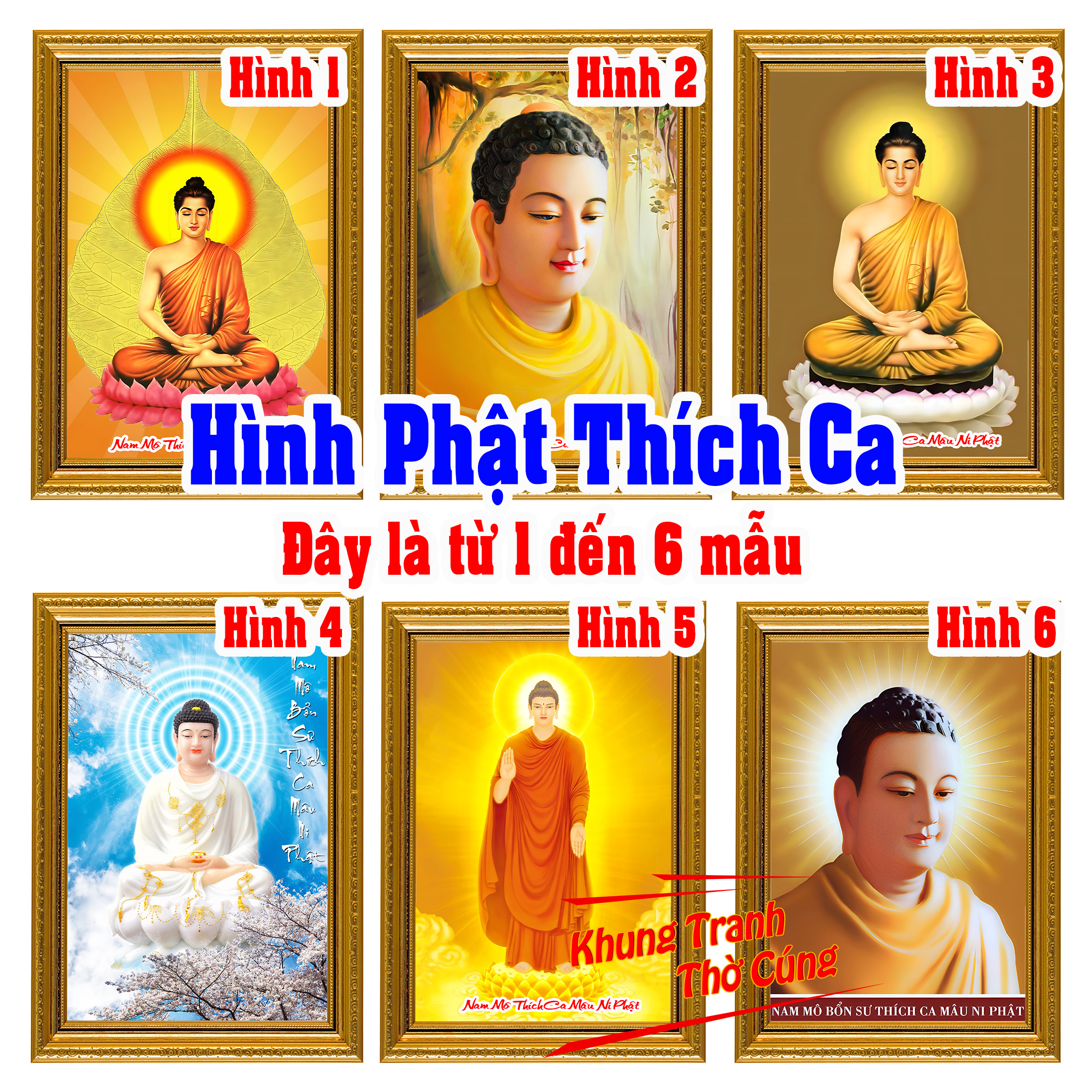 PHẬT THÍCH CA: Hình, Bài Vị đã có sẵn Khung Mẫu 1 đến 6