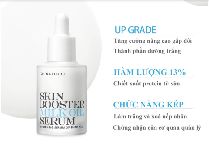 Skin Booster Milk Oil Serum Tinh Chất Dưỡng Trắng Da Chuyên Sâu So Natural [30ml] l Nhập Khẩu Chính Hãng Hàn Quốc