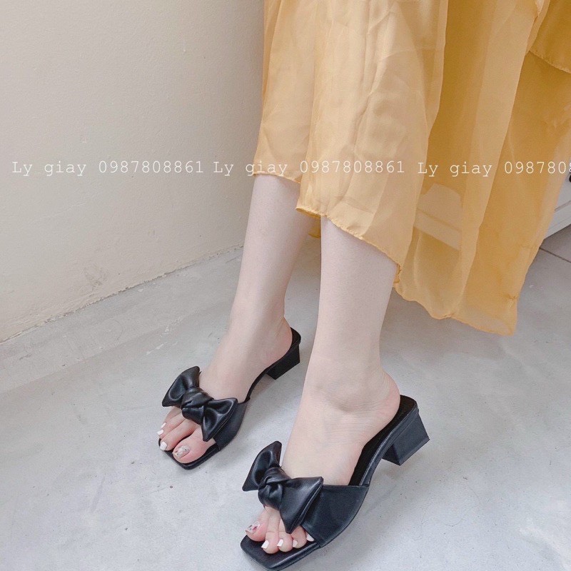 Guốc nữ nơ bánh bèo sang chảnh 3cm ( có đính kèm video tự quay)