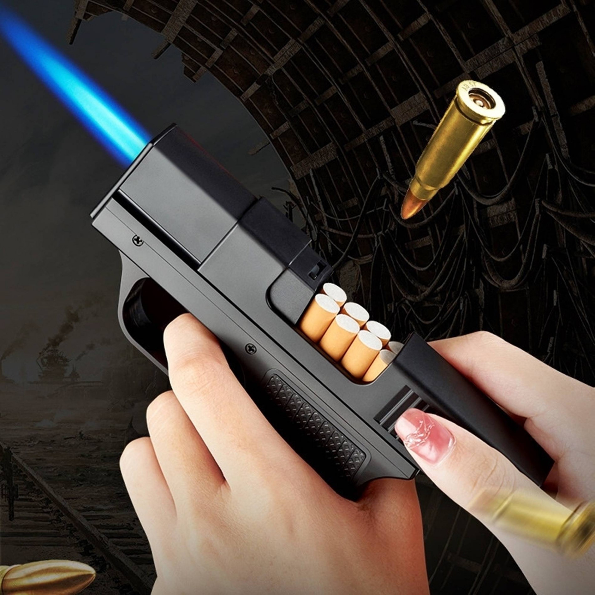 (SỐC) HỘP QUẸT BẬT LỬA KHÈ HỘP THUÔC FOCUS TS028 2IN1 (ĐỂ ĐƯỢC 10 ĐIẾU THUÔC)