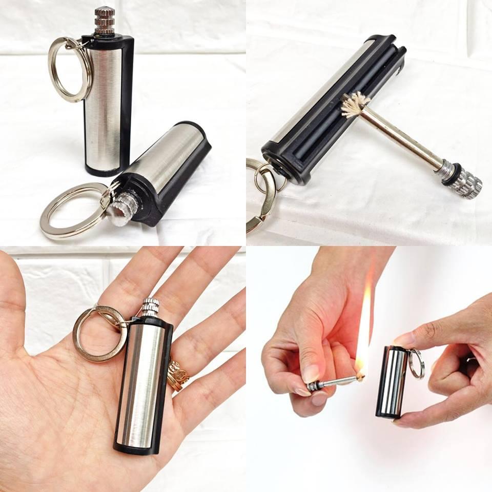 [HCM]Móc Khóa Kiêm Hột Quẹt Bật Lửa Vĩnh Cửu Hình Trụ. [KHÔNG XĂNG]