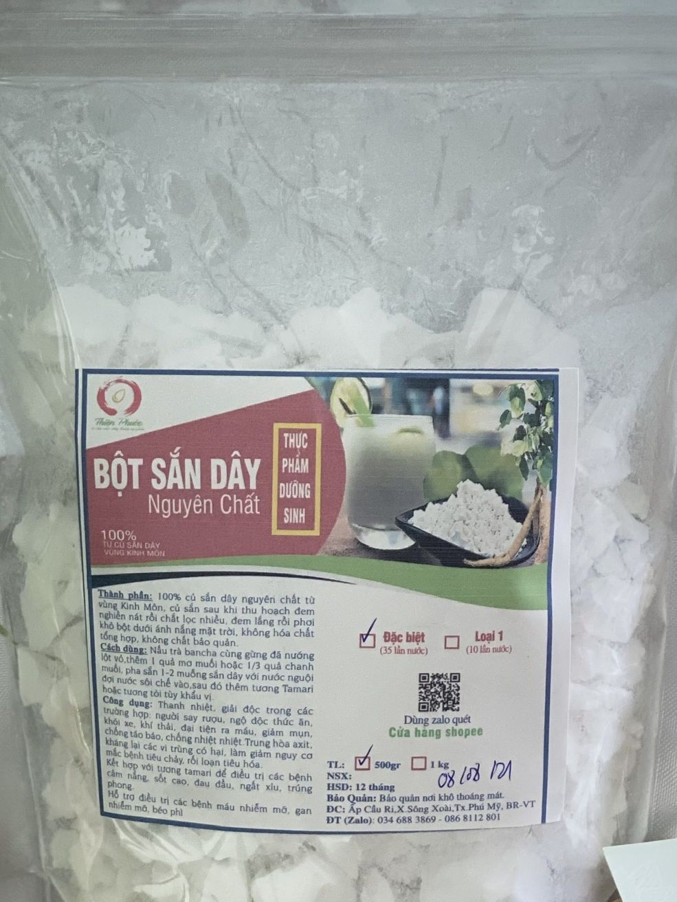 Bột Sắn Dây Nguyên Chất Loại 1 (500gr) - Sắn dây Kinh Môn