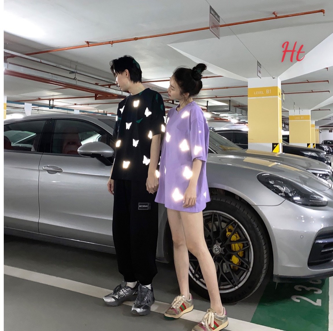 SET ÁO ĐÔI PHẢN QUANG HÌNH BƯỚM NAM NỮ ĐẦY CÁ TÍNH