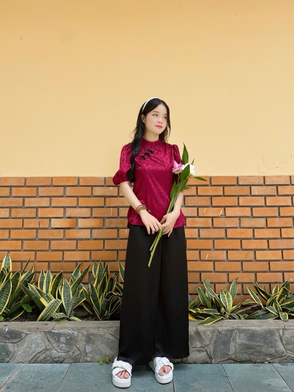 Đồ Lam Đi Chùa # Sẫm Gấm Cách Điệu# Quần Áo Nữ