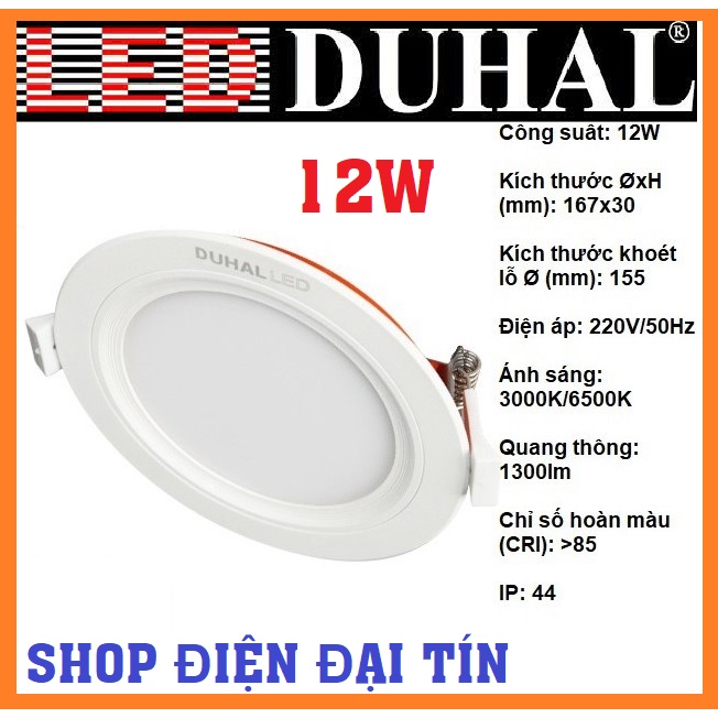 Đèn led âm trần panel duhal 12w