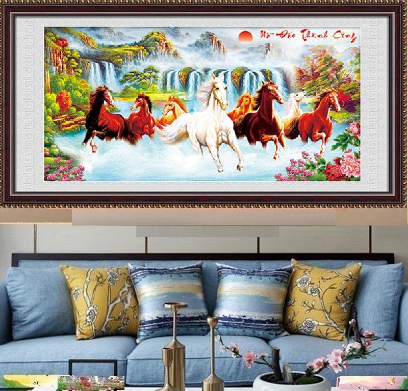 Tranh đính đá mẫu mới mã đáo thành công-kt: 109x60