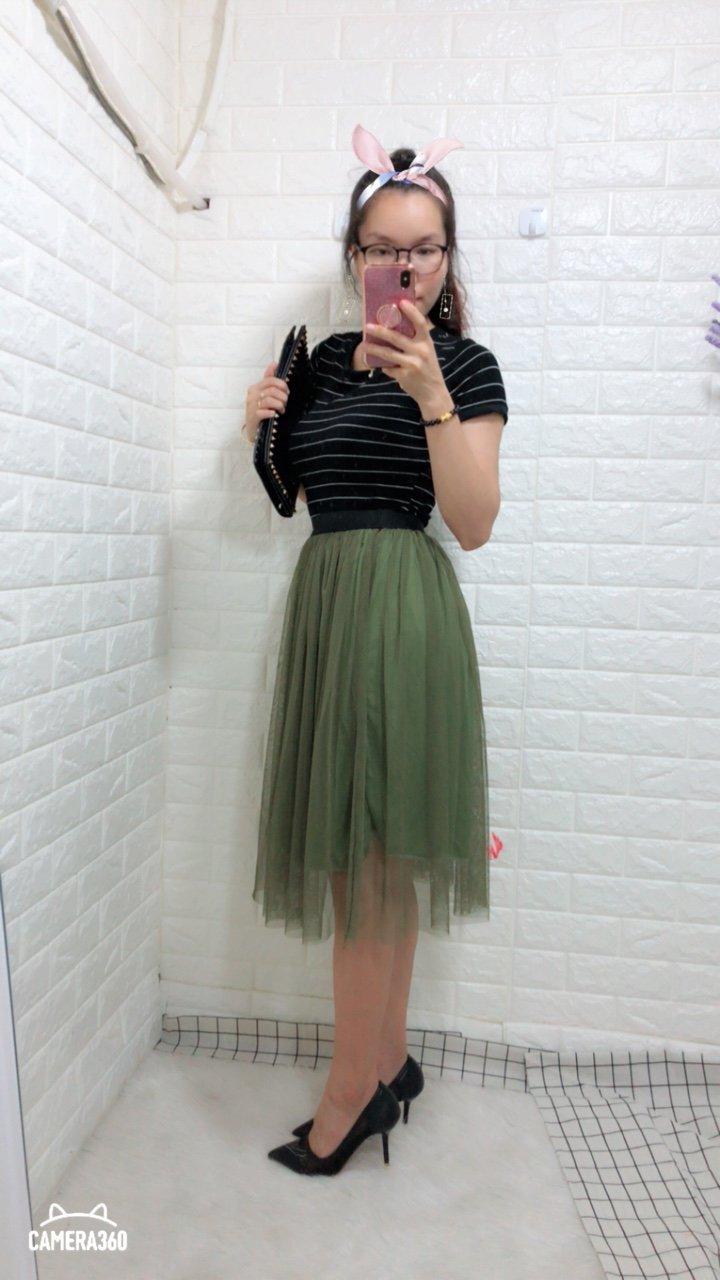 Chân váy Tutu phối lưới lưng thun xòe 2 lớp TU