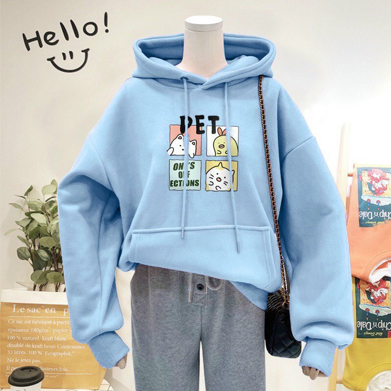 [Hoàn Tiền 15%] ÁO HOODIE NỈ IN PET SIÊU KUTE (NHIỀU MÀU) CÓ KÈM CLIP THẬT