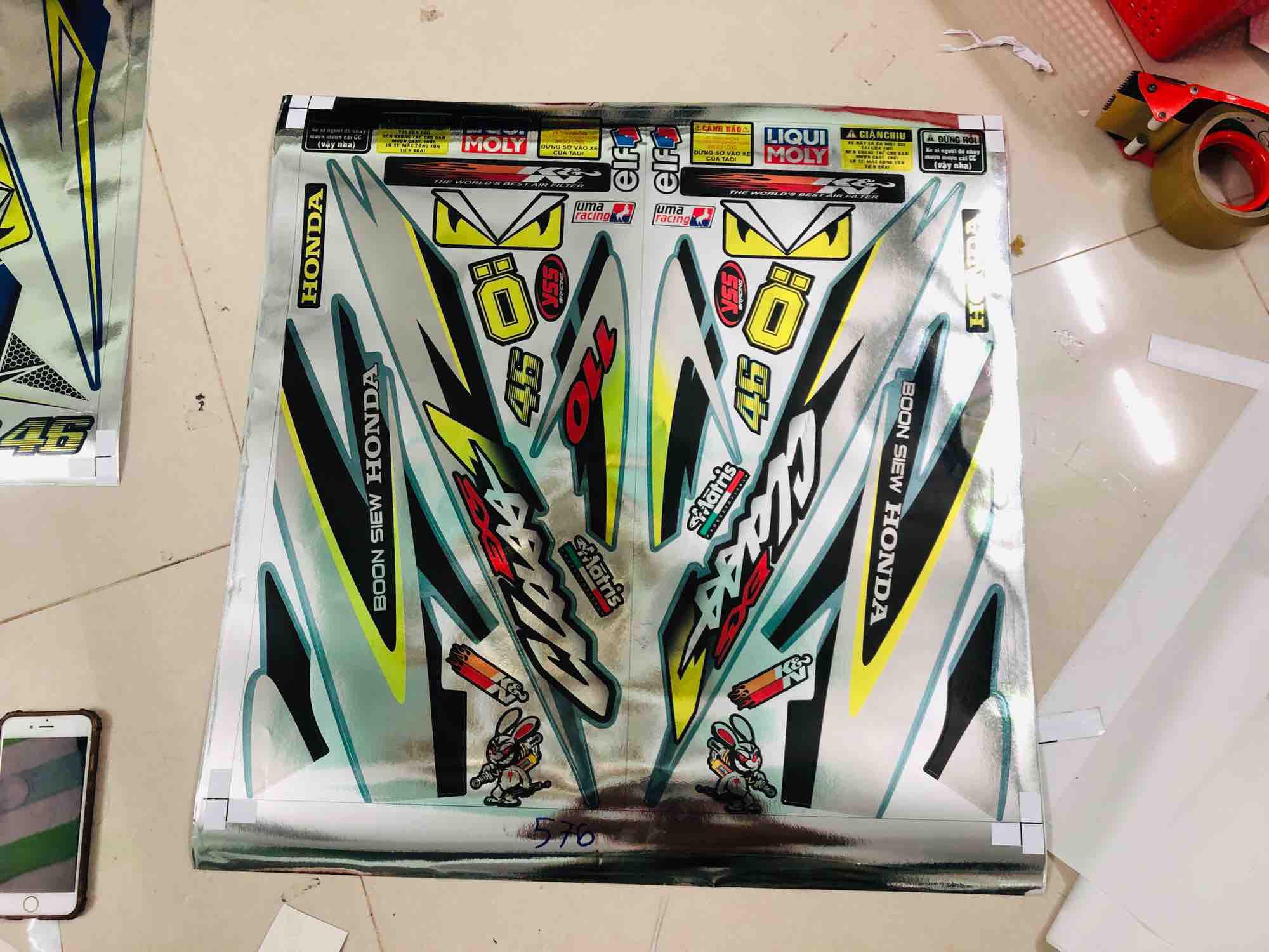 Tem rời wave đời đầu Class1 dán xe xám xi măng Crom