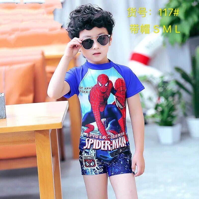 BỘ BƠI NGƯỜI NHỆN CHO BÉ TRAI (ĐƯỢC TẶNG KÈM MŨ BƠI)