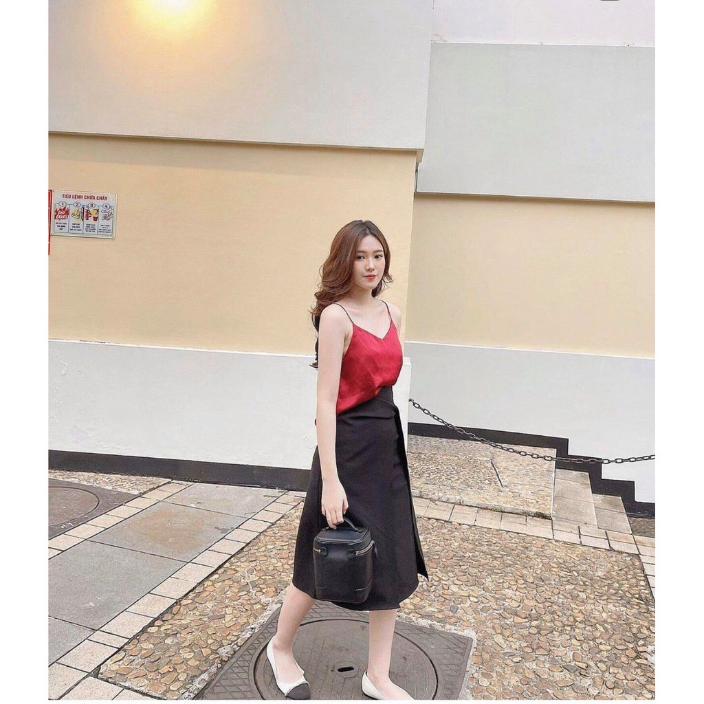 Chân Váy Dài Xoắn Nơ Đen,Be (S/M/L)
