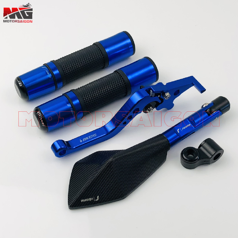 [HCM]COMBO Bộ bao tay gù ý + 1 tay thắng đĩa + 1 gương chiếu hậu 5 cạnh cao cấp màu xanh motorsaigon