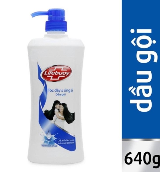 Dầu gội Lifebuoy Tóc dày óng ả chai 640g (Xanh)