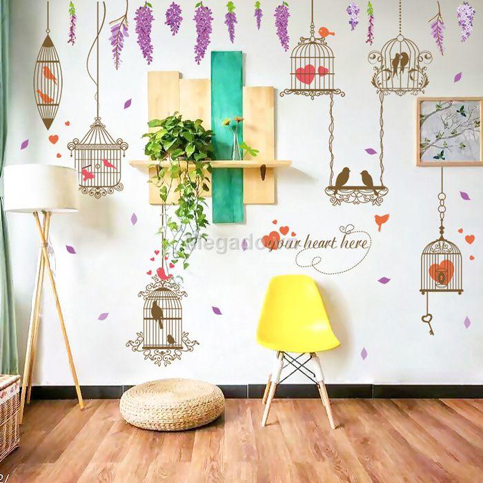 Decal tranh dán tường hoa rủ tím