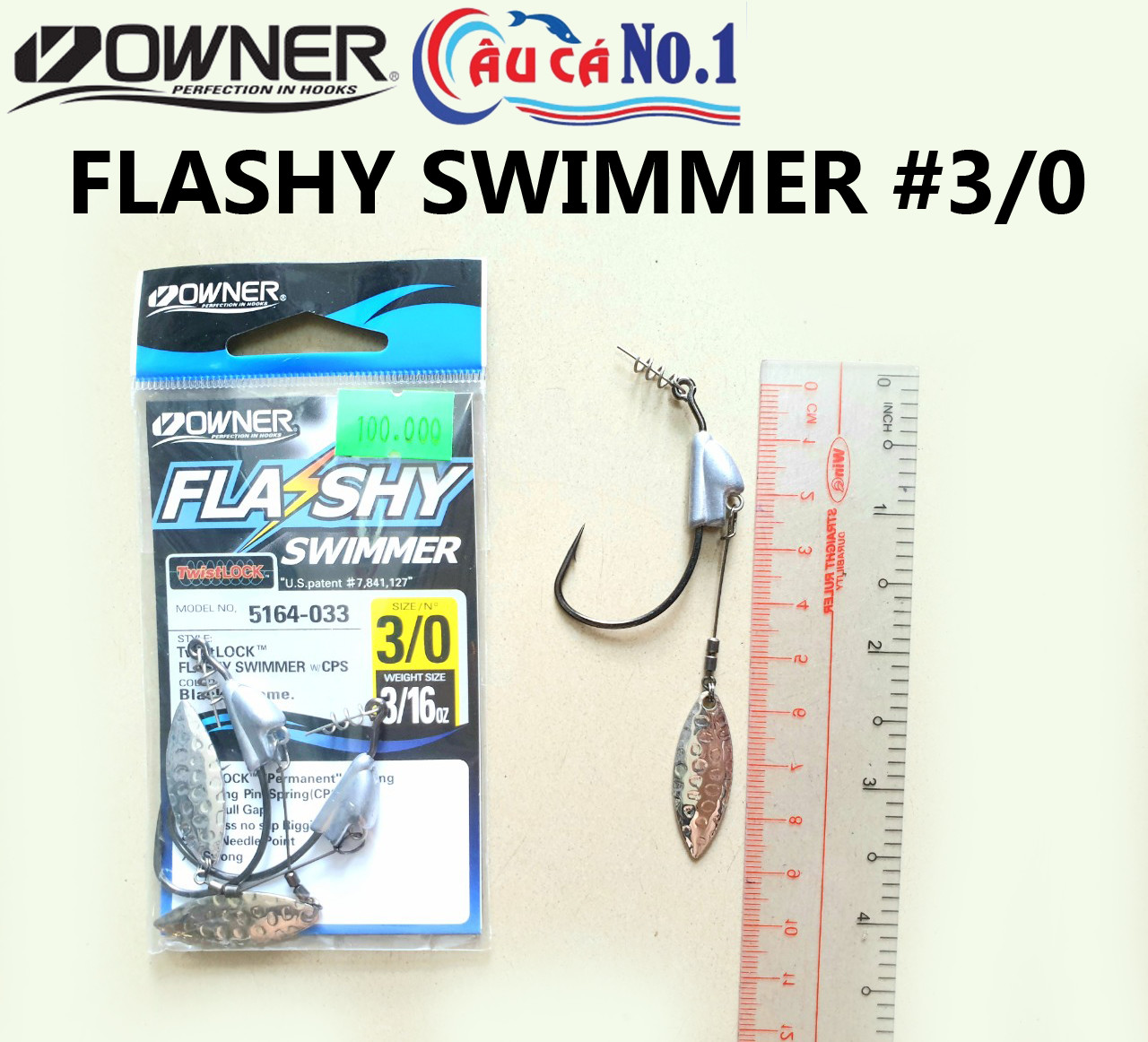 LƯỠI CÂU MỒI MỀM OWNER FLASHY SWIMMER SIZE 1/0 3/0 5/0