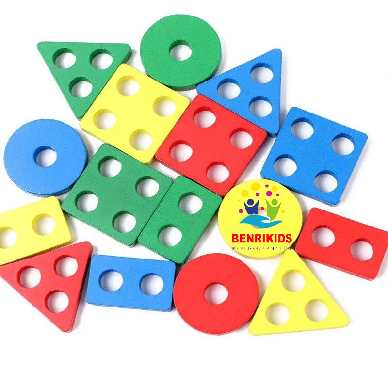Đồ child intelligent toy set reverse image oblique piles develop logical thinking for children from 1 year old, natural wood material durable beautiful