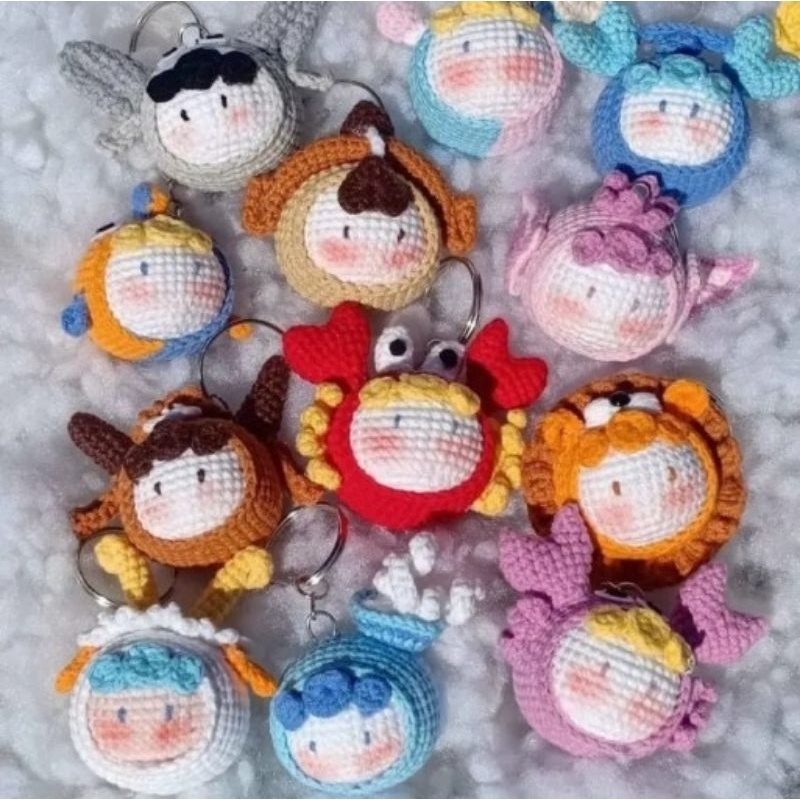 MÓC KHÓA MOCHI 12 CUNG HOÀNG ĐẠO BẰNG LEN