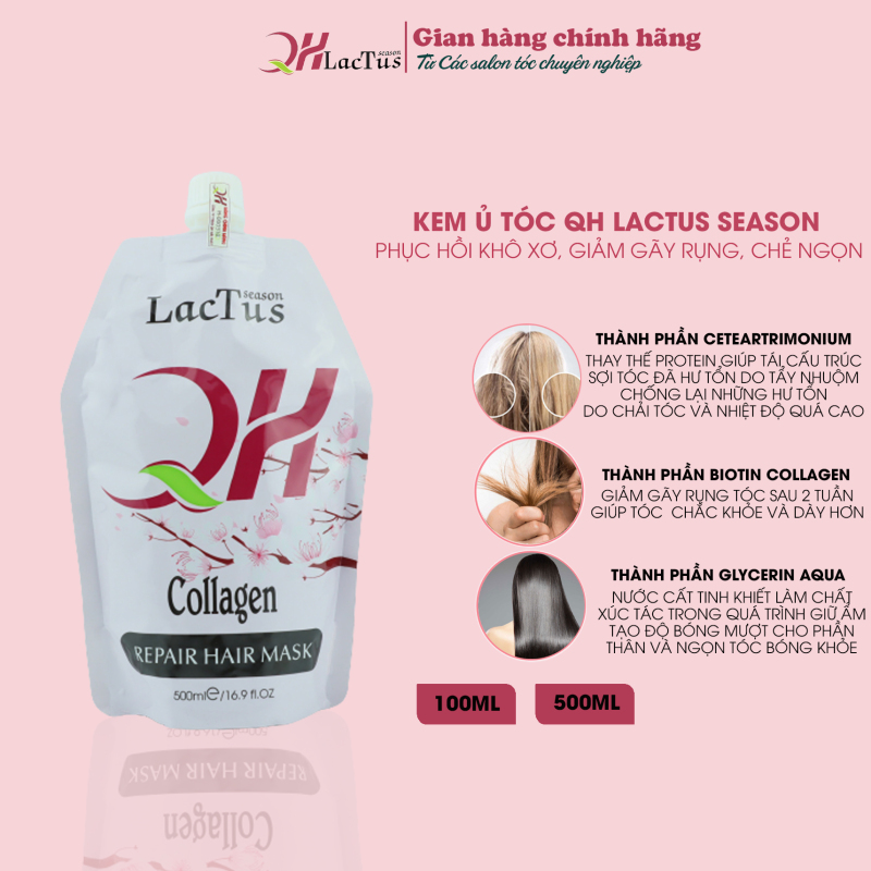 Kem ủ tóc QH Lactus season giảm gãy rụng phục hồi hư tổn chống xơ rối và tăng cường độ ẩm hấp tóc lactus season 500ml giá rẻ