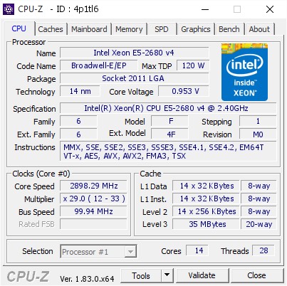 [Trả góp 0%]Cpu Intel Xeon E5 2680v4 ( 14 nhân 28 luồng) Socket 2011v3 Siêu mạnh