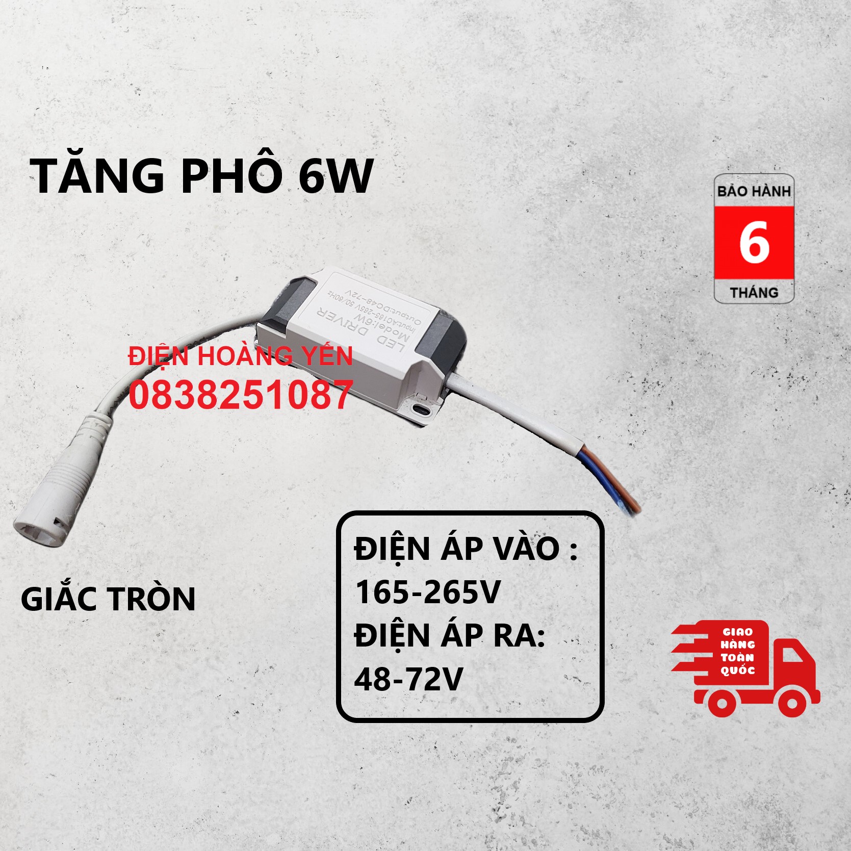 Đèn Led âm trần 6W tròn siêu mỏng bảo hành 12 tháng