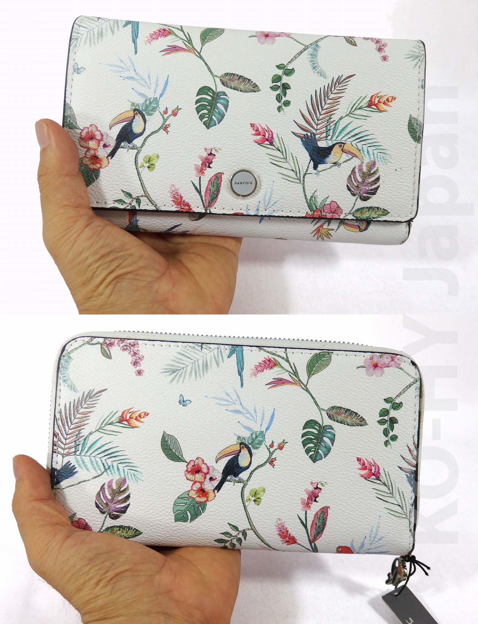 [HCM]Ví thời trang PARFOIS Tropical long wallet-white