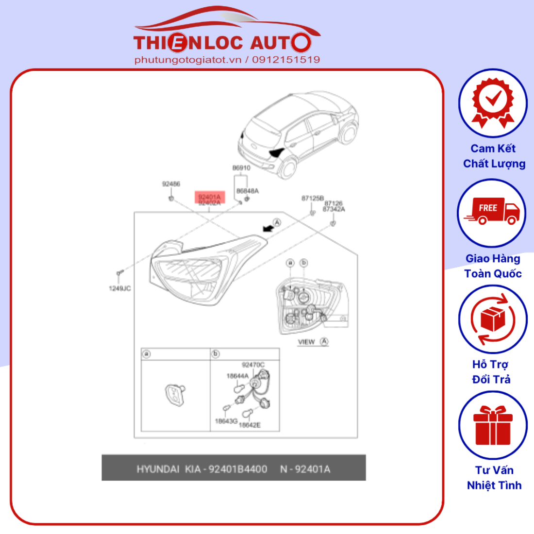 Mặt Đèn Hậu, Vỏ Đèn Hậu Hyundai I10