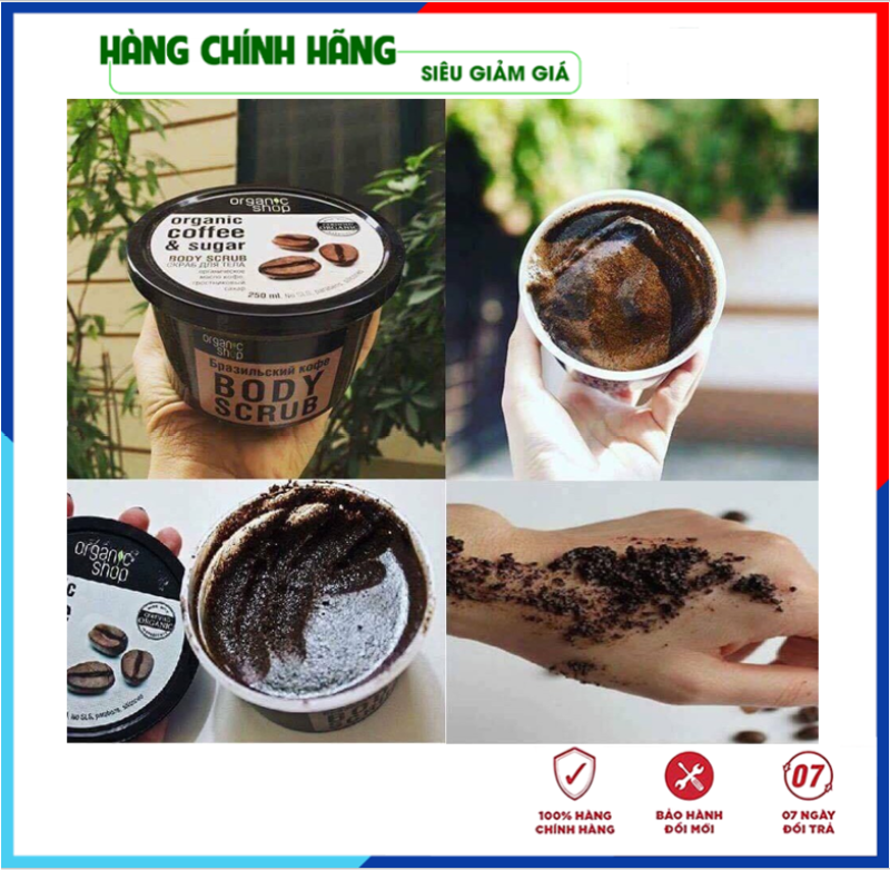 [Hàng Auth] Tẩy da chết Body - Tẩy tế bào chết toàn thân Organic Shop Dưỡng Da Trắng Sáng Của Nga 250ml giá rẻ
