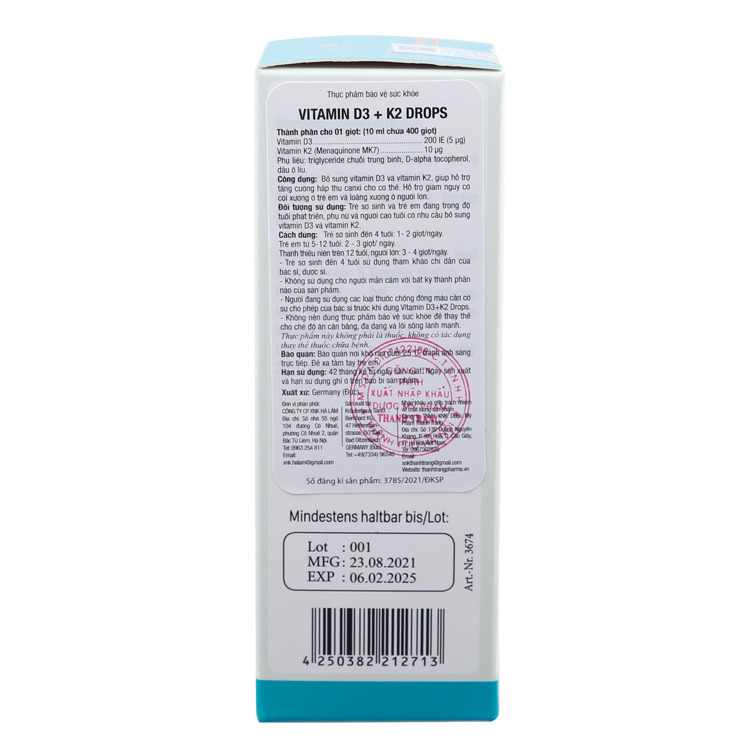 Vitamin D3 K2 MK7 Sanct Bernhard Drops 10ml
