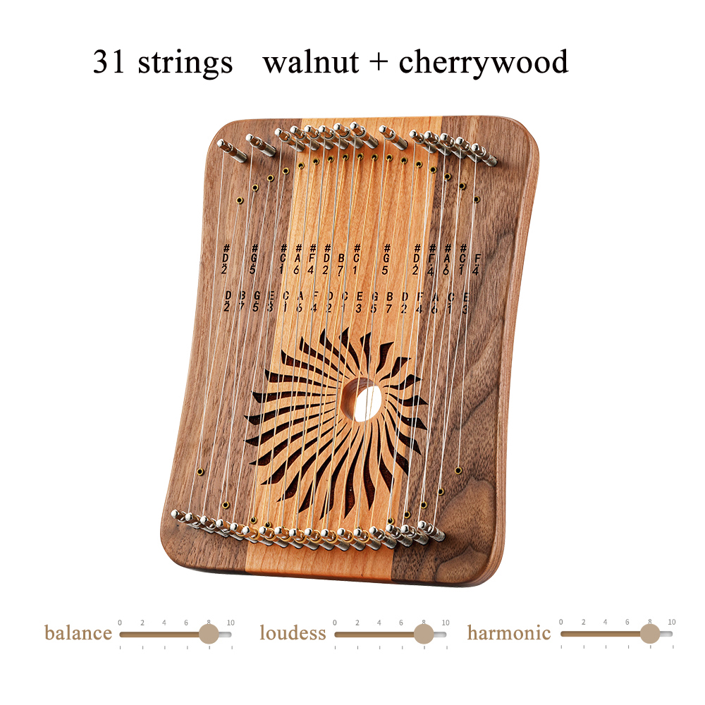 Hluru Lyre 31 dây mini ngón tay cái kalyre 17 kalimba dây ngón tay Đàn hạc gỗ sáng tạo ngón tay Lyre người mới bắt đầu nhạc cụ