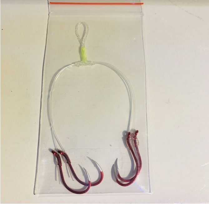 Tóm lưỡi chùm nho màu đỏ câu cá tra - Bộ 4 lưỡi và 6 lưỡi bkk màu đỏ câu cá tra sông, cá tra hồ dịch vụ