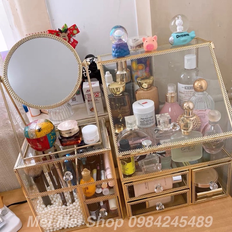 Tủ đựng mỹ phẩm cao cấp viền kim loại