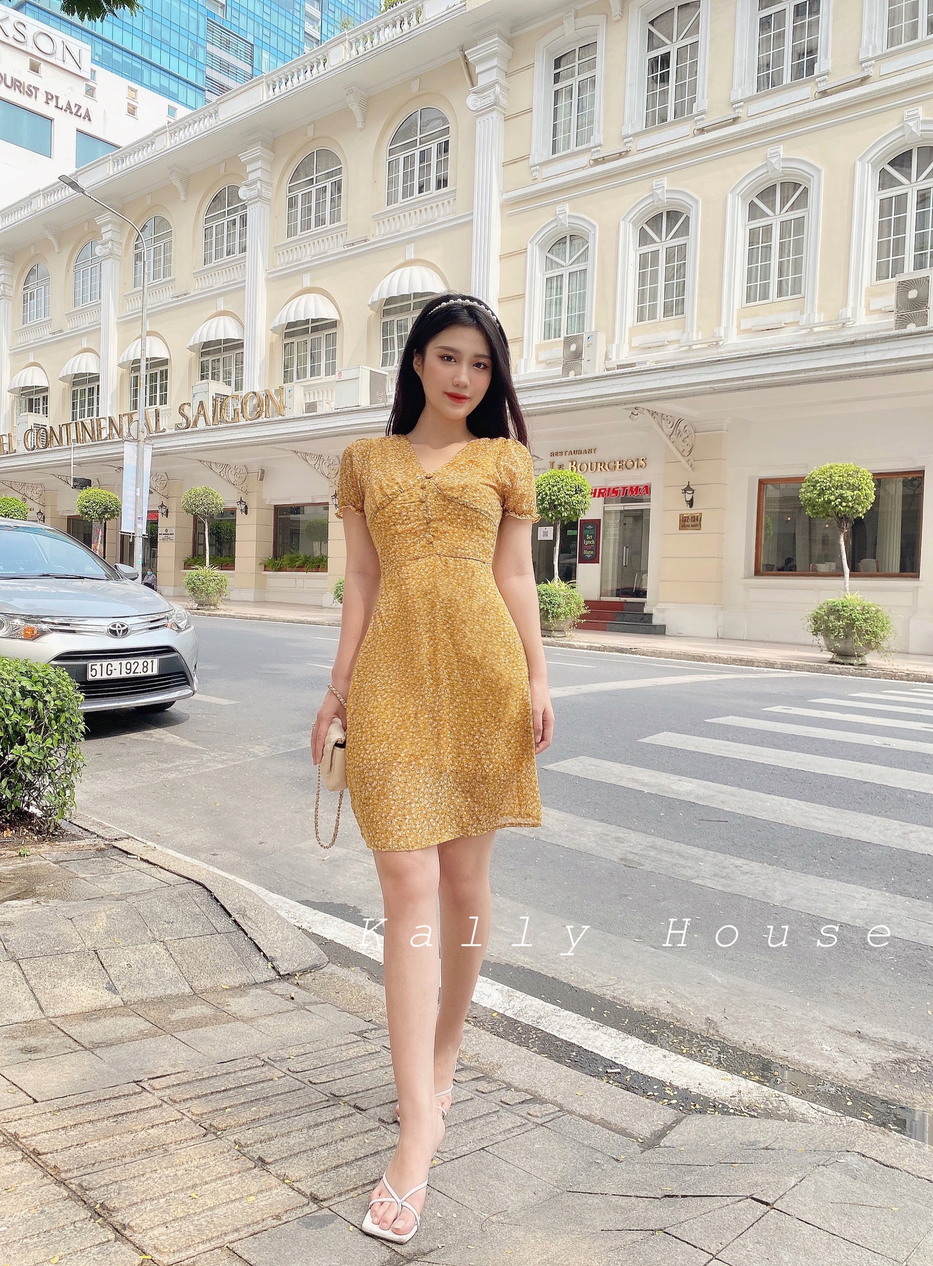 Đầm voan bông vàng(Ảnh thật shop tự chụp 100%)