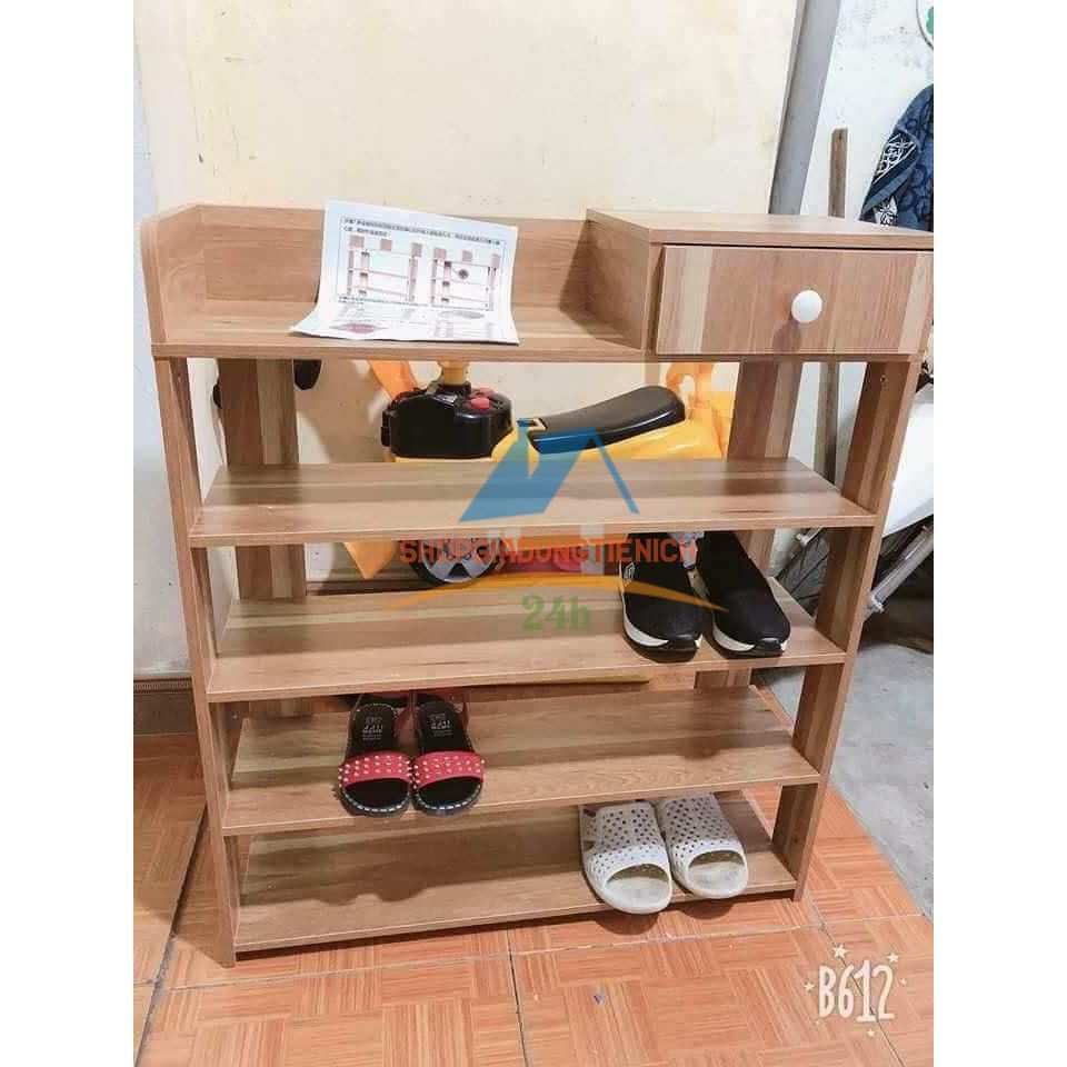 Kệ để giầy dép gỗ 5 tầng có ngăn kéo
