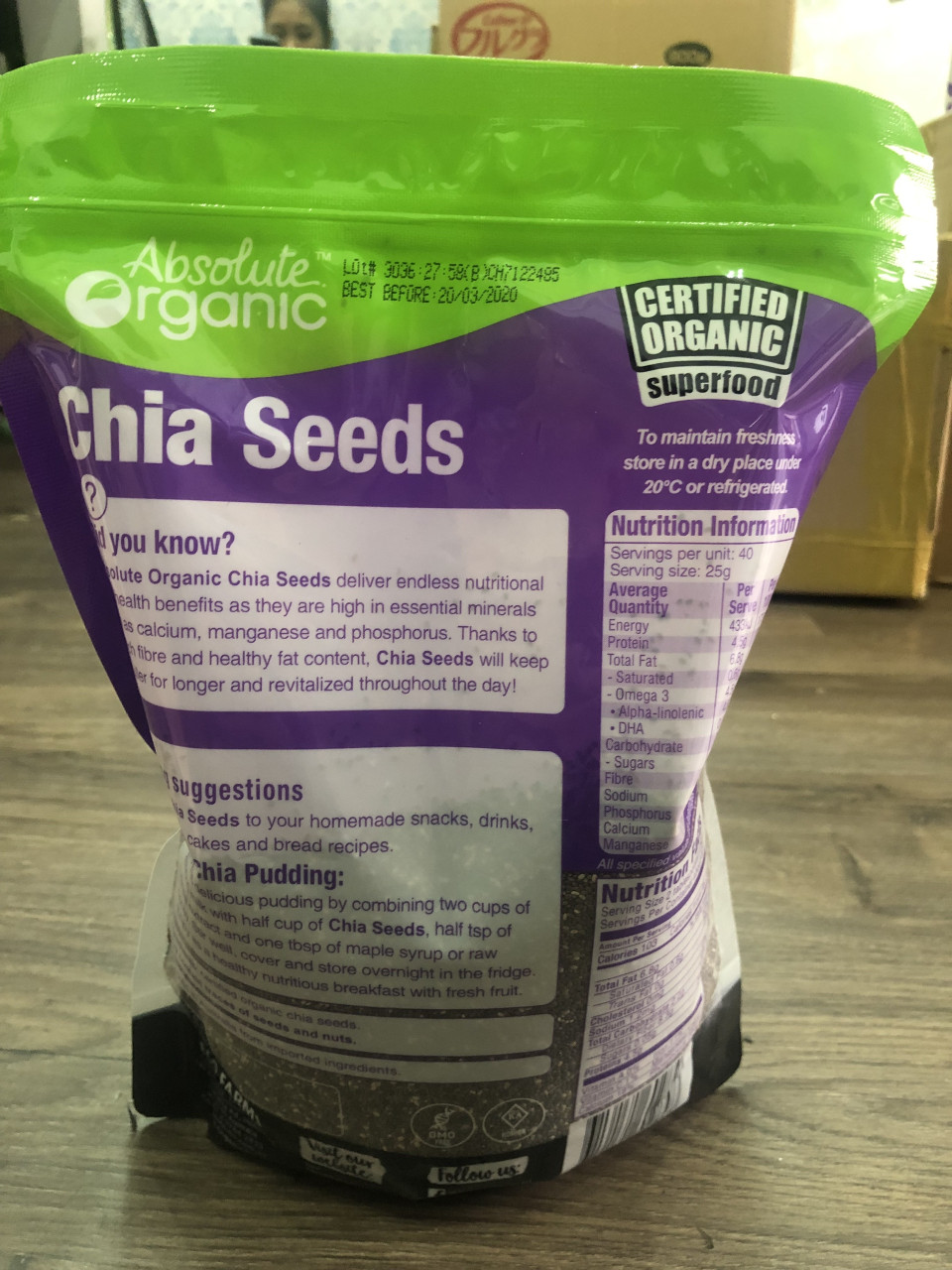 Hạt Chia Úc Absolute Organic Chia Seeds 1kg (Mẫu mới)