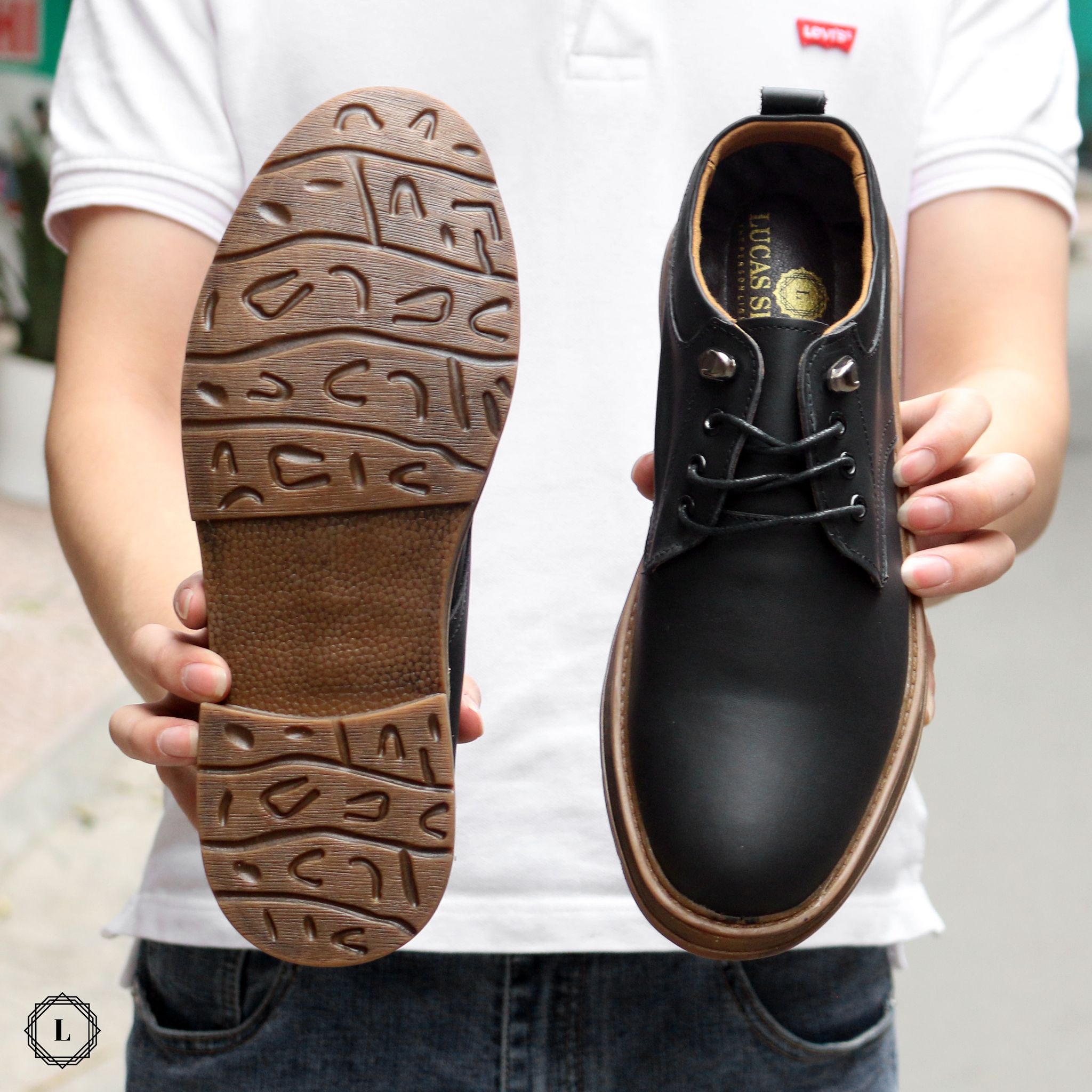 Giày Đốc Nam 135 Đen Da bò Lucas shoes