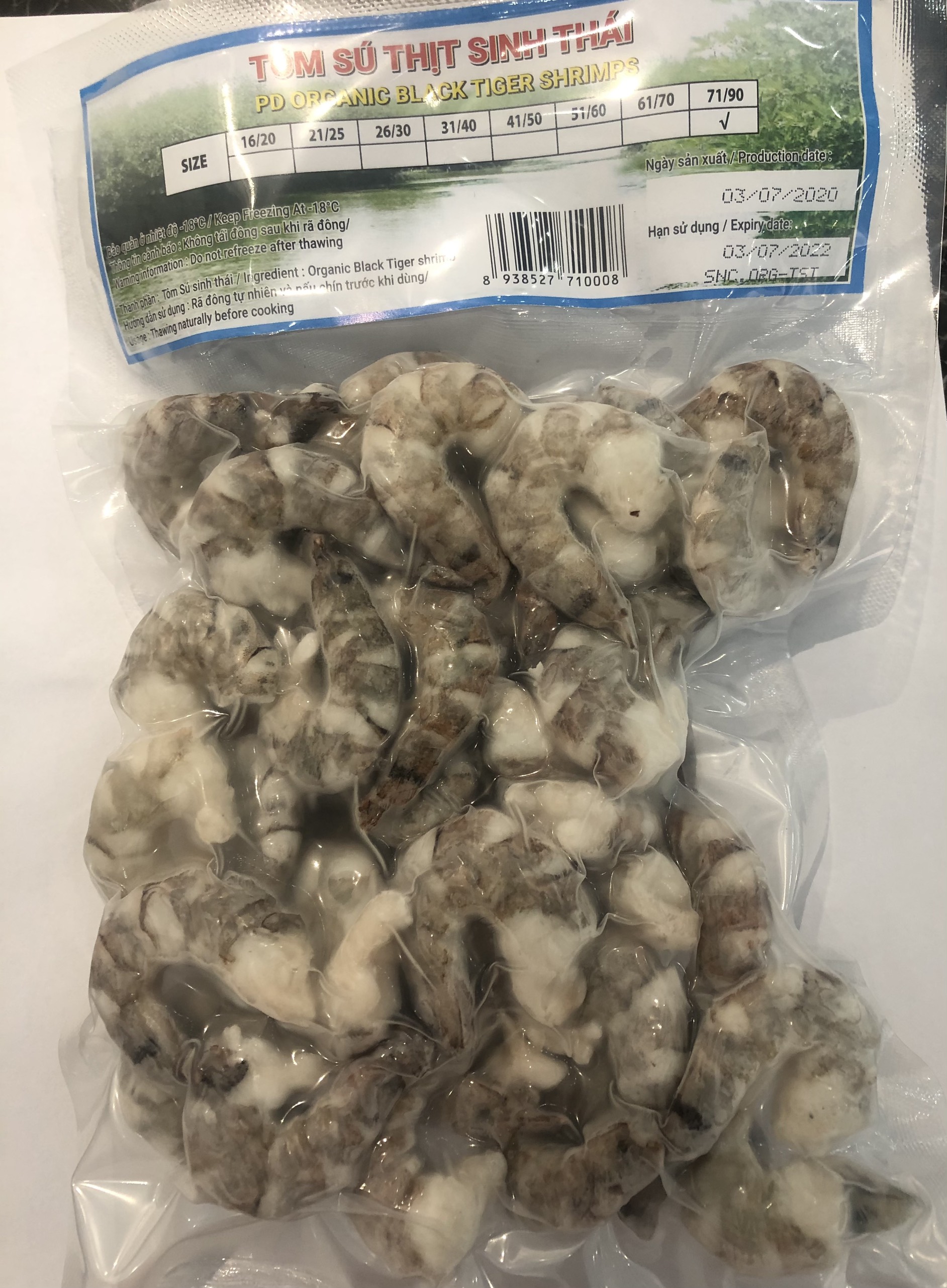 Tôm sú thịt sinh thái 250g, kích cỡ: 71/90