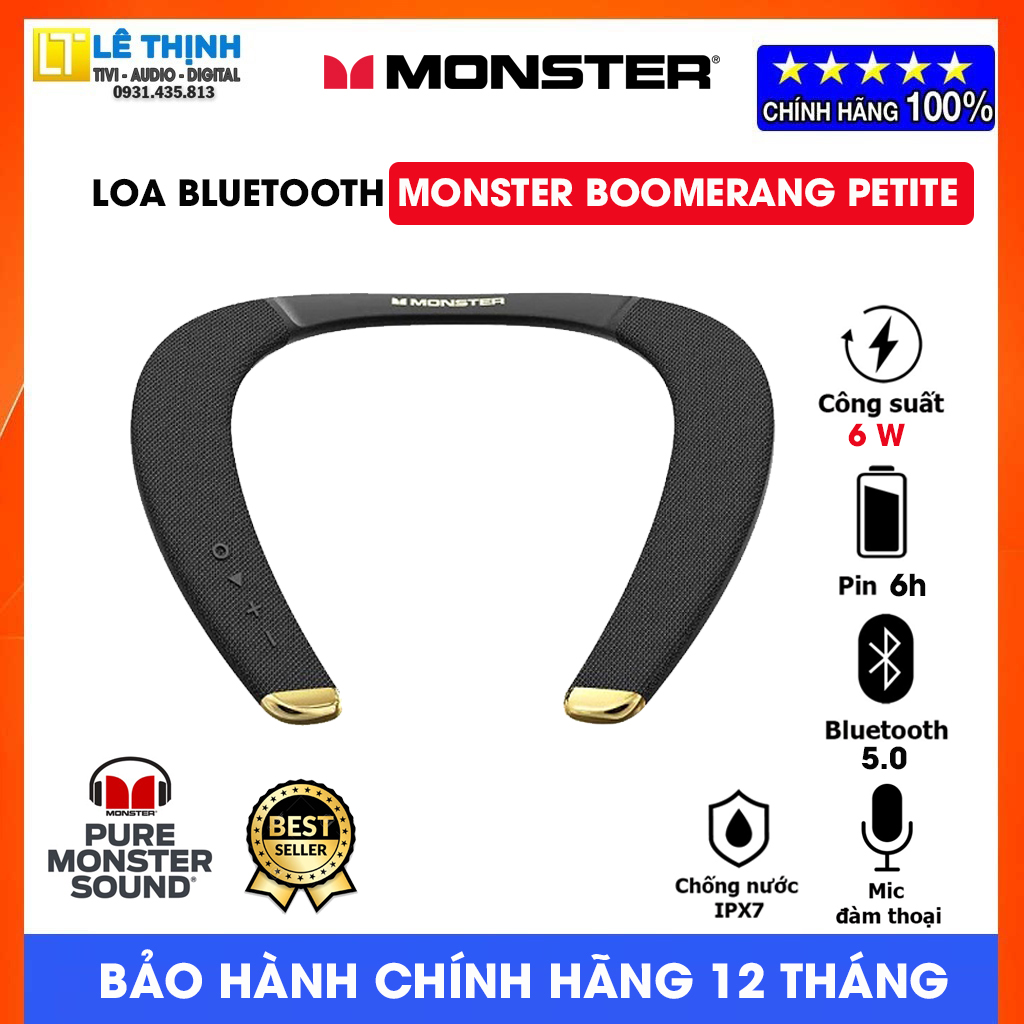 Loa bluetooth đeo cổ monster boomerang petite ms32103 - chính hãng - bảo hành 12 tháng