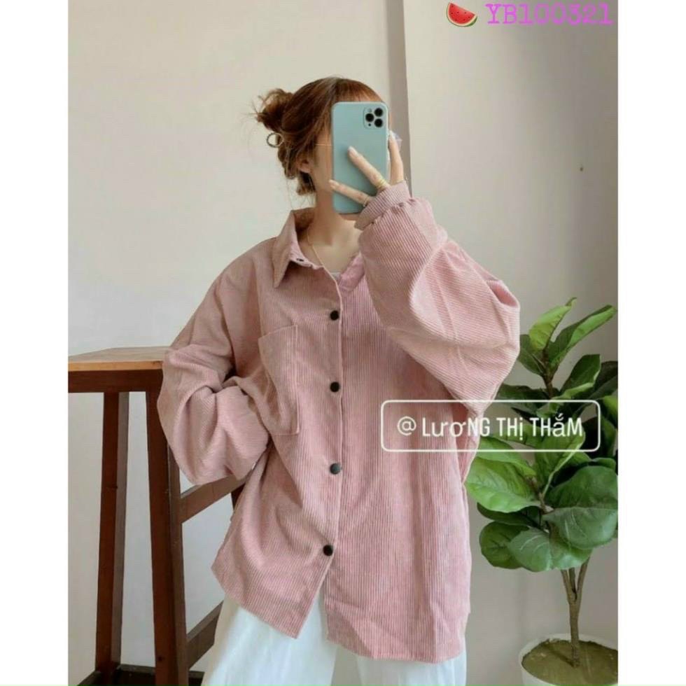 Áo SơMi Nhung Gân Nút Bấm Tay Phồng Xinh-XƯỞNG SỈ THU HIỀN