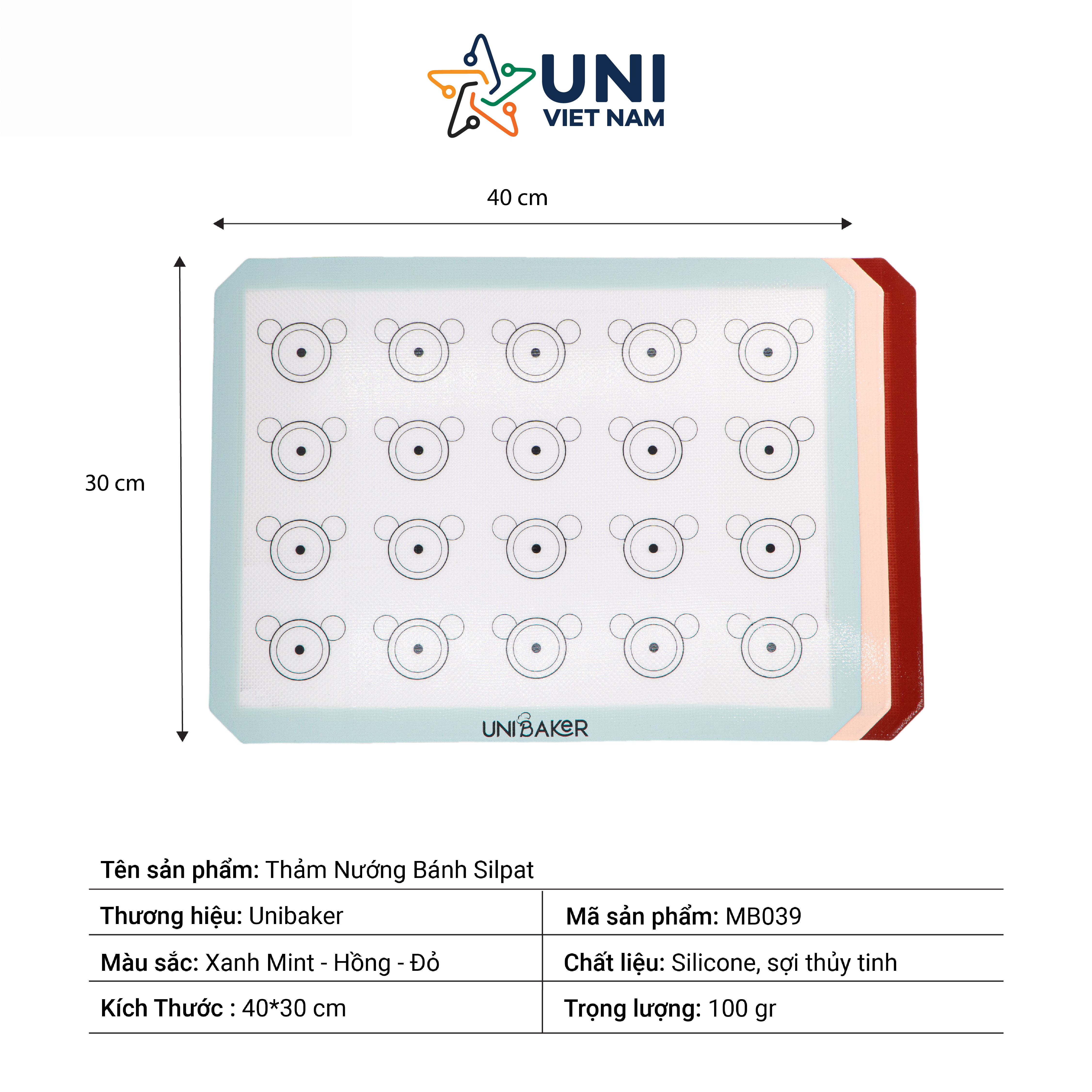 Thảm nướng bánh Silpat Unibaker MB039