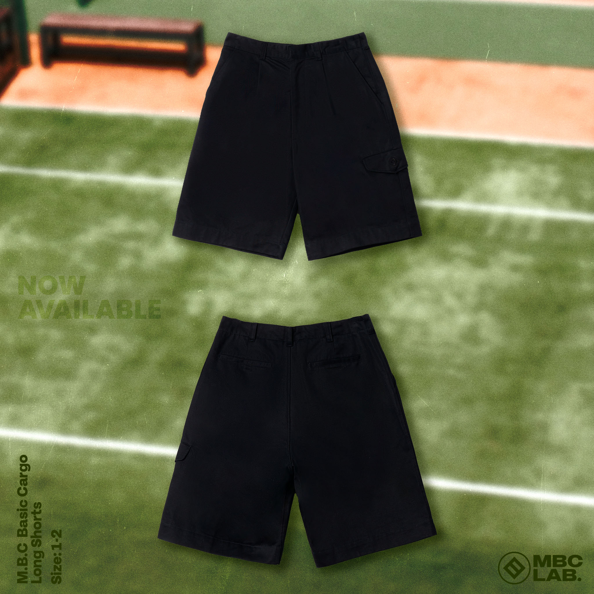 Quần Shorts Khaki Túi Hộp MBC - Đen/Kem