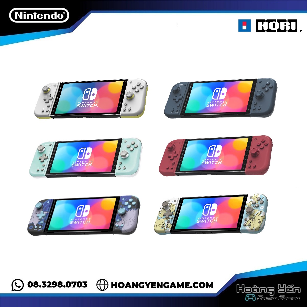 Tay Cầm Hori Split Pad Compact (Light Gray & Yellow) Cho Nintendo Switch Oled, V2