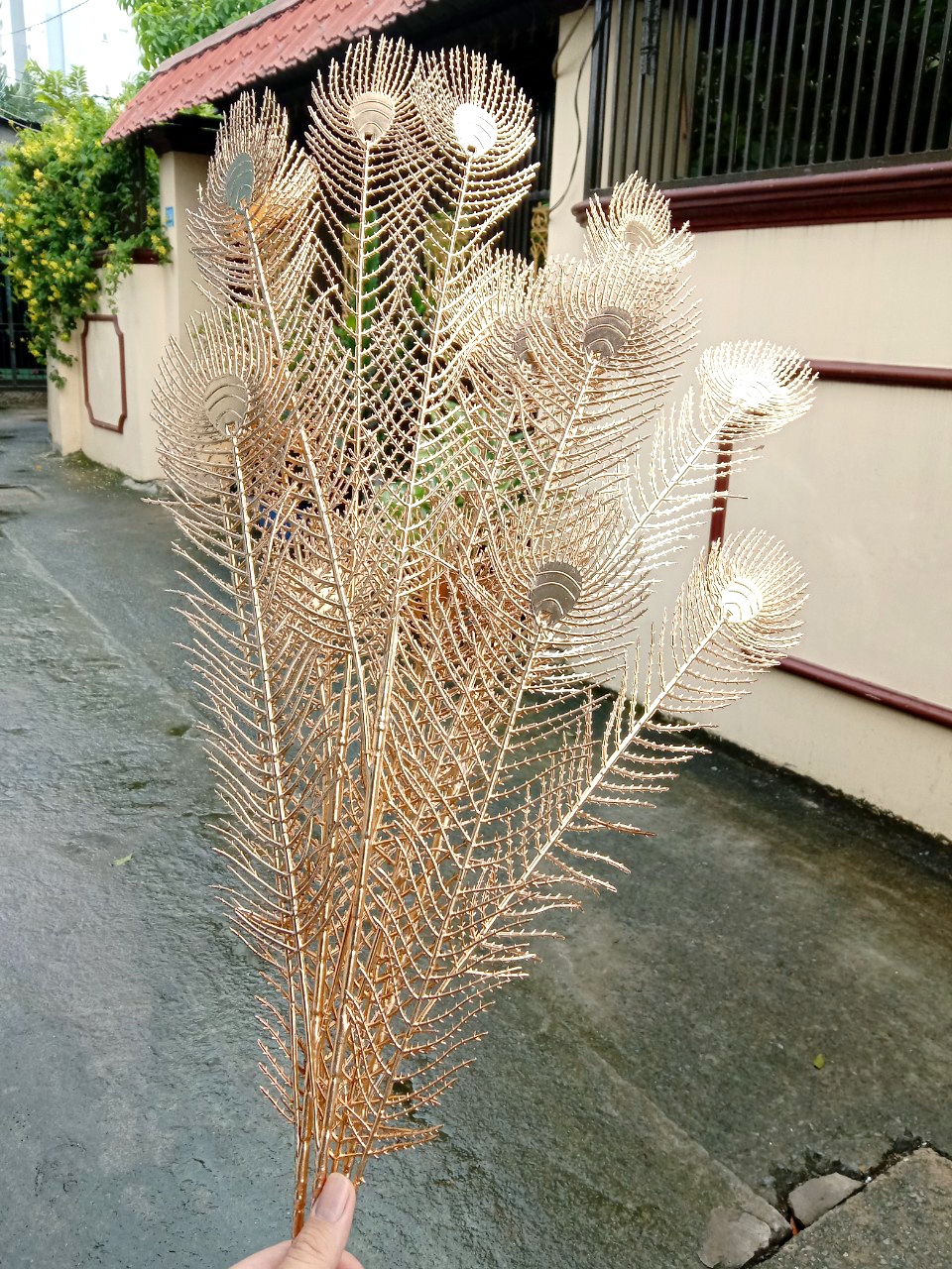 hoa lụa - cành vàng trang trí, rẻ quạt